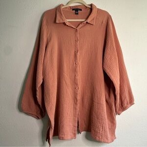 A Love Story Dusty Mauve Button-Up Shirt. 100% cotton. Sz 2X.